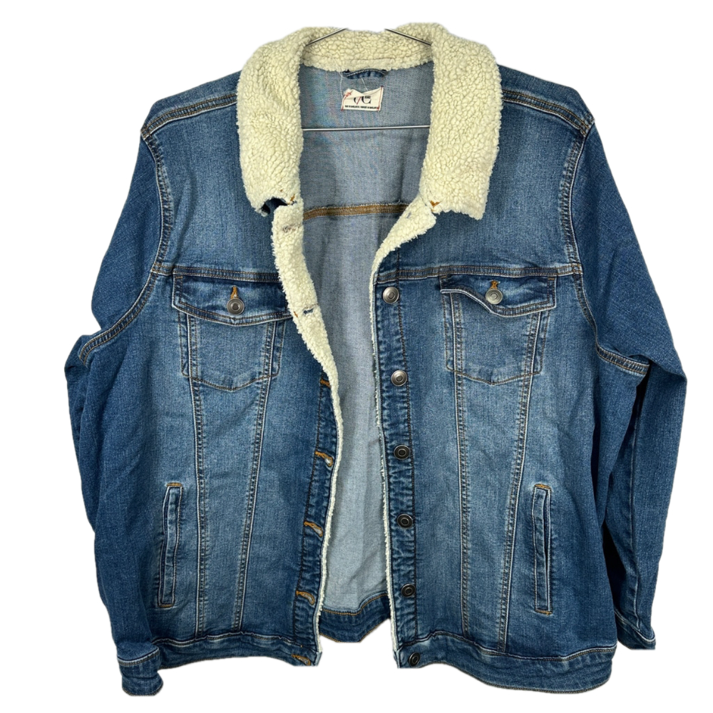 Faux Sherpa Denim Trucker Jean Jacket Spring Boyfriend 80s Streerstlye 3X